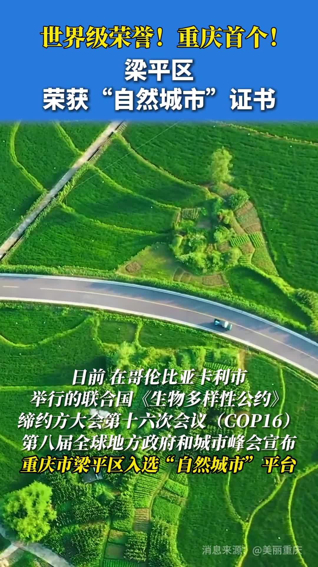 世界级荣誉！重庆首个！梁平区荣获“自然城市”证书