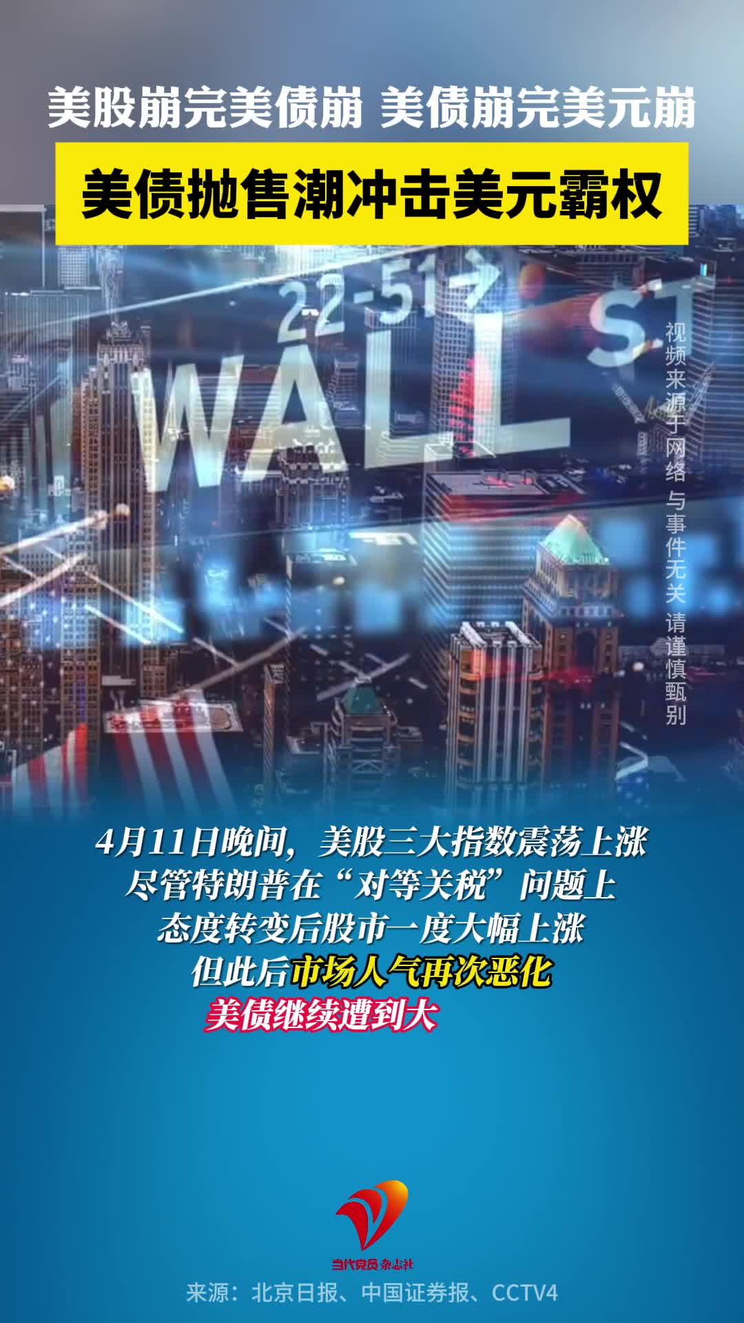 美股崩完美债崩，美债崩完美元崩，美债抛售潮冲击美元霸权！