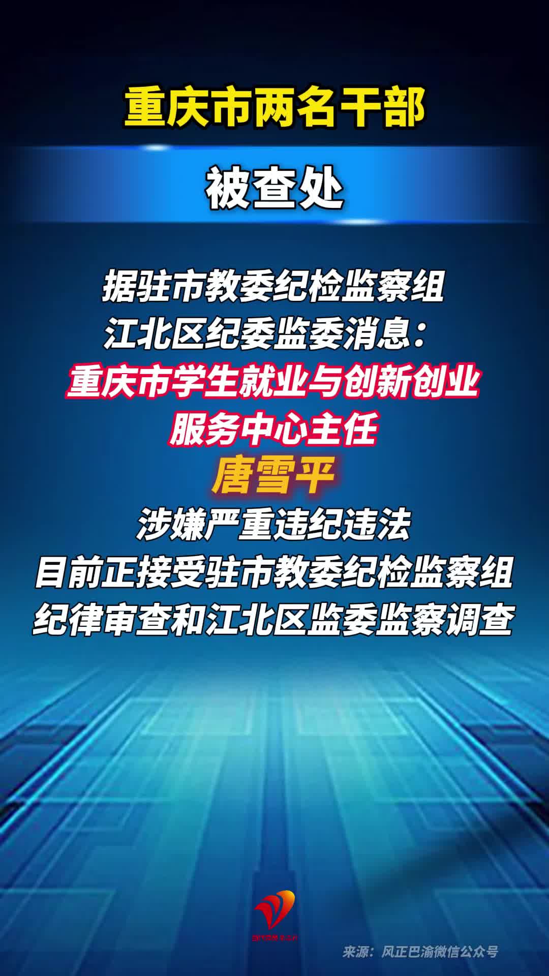 重庆市两名干部被查处