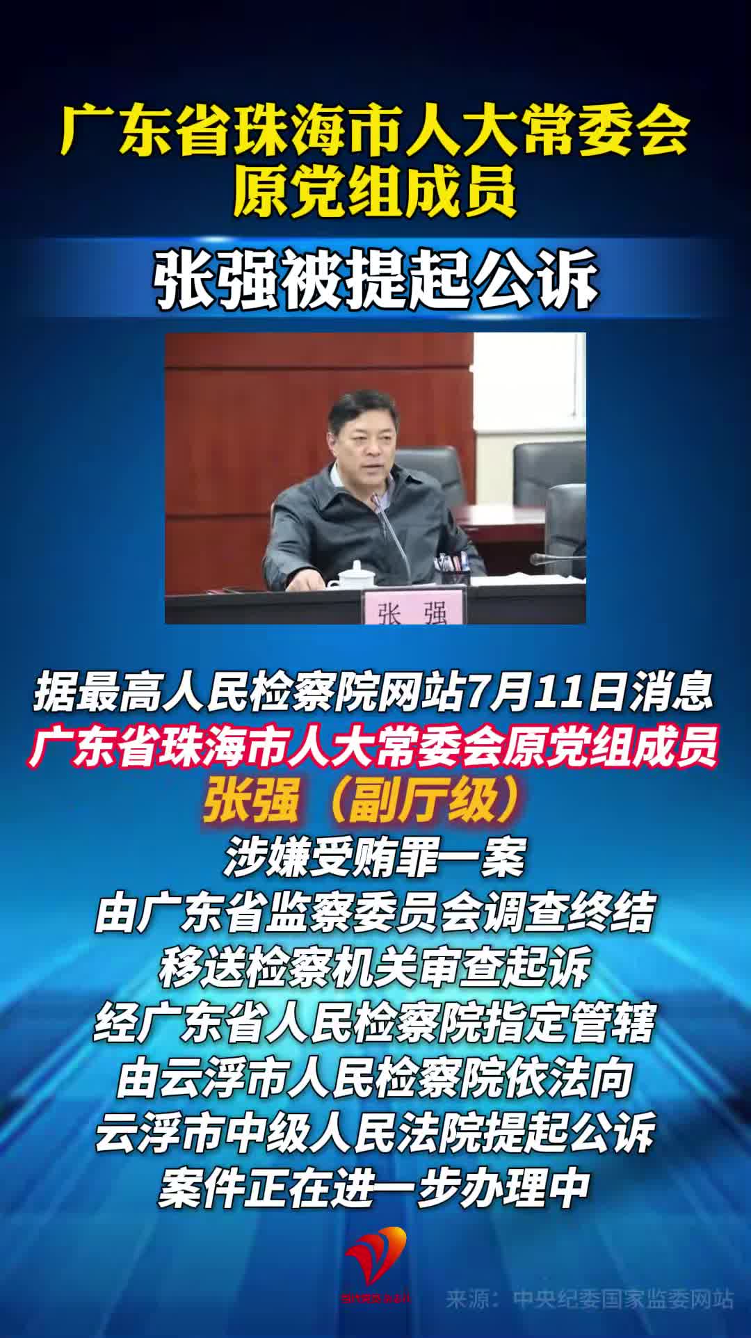 张强被提起公诉