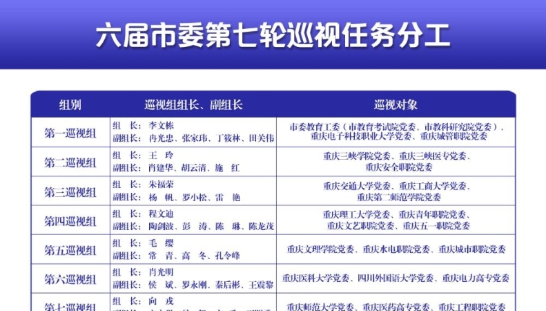 六届重庆市委第七轮巡视启动