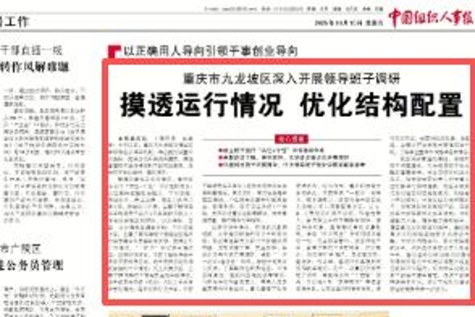 中国组织人事报看重庆｜九龙坡区深入开展领导班子调研：摸透运行情况 优化结构配置