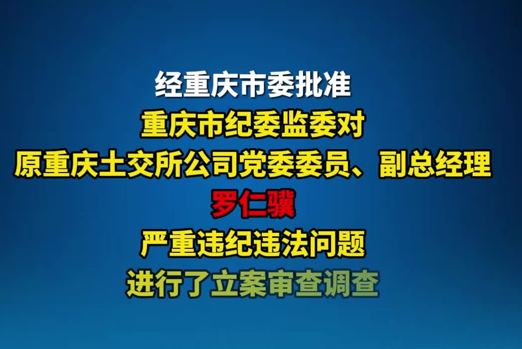 原重庆土交所公司党委委员、副总经理罗仁骥被“双开”