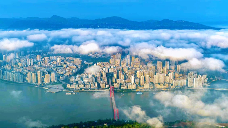 重庆忠县：流云作画 美不胜收