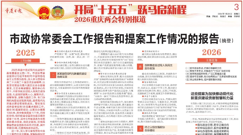 重庆市政协常委会工作报告和提案工作情况的报告 （摘登）