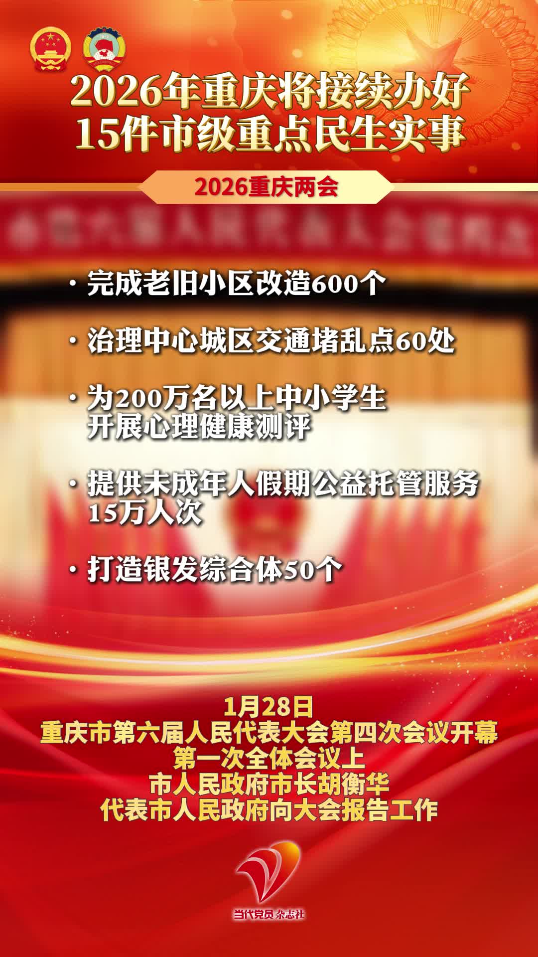 2026年重庆将接续办好15件市级重点民生实事#民生#重庆