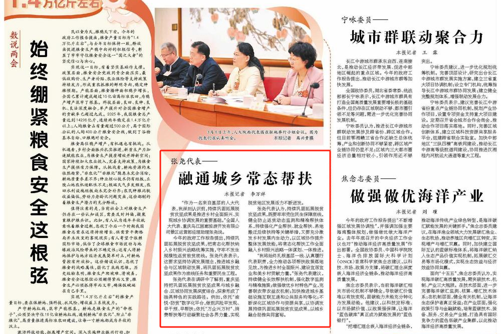 全国人大代表张尧：融通城乡常态帮扶