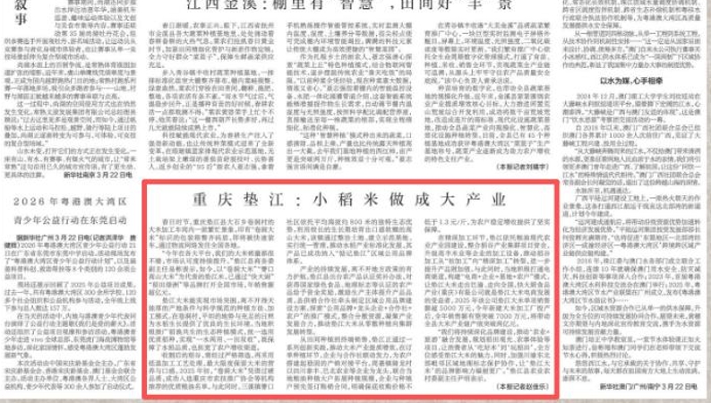 新华每日电讯看重庆｜垫江：小稻米做成大产业