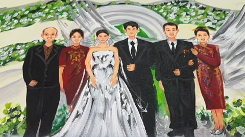 一张特殊的“全家福”，新娘偷偷准备画作，让新郎去世的父亲“见证”婚礼