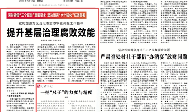 中国纪检监察报看重庆｜加强对区县纪委监委审查调查工作指导 提升基层治理腐败效能