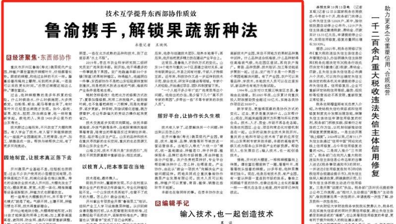 技术互学提升东西部协作质效 鲁渝携手 解锁果蔬新种法
